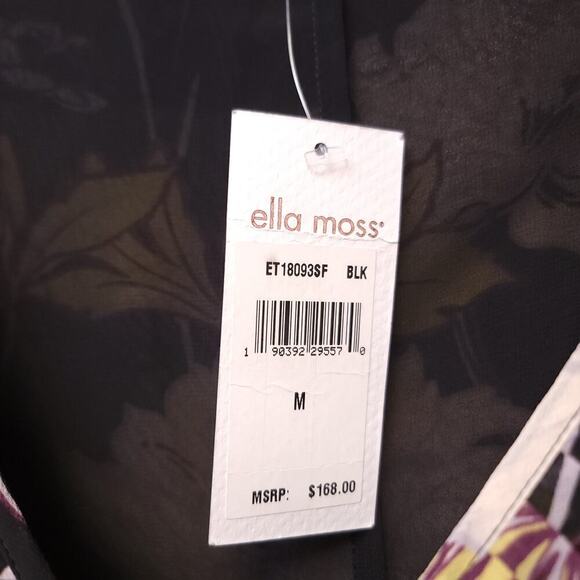 Ella Moss Blouse Size M Floral Sheer Lightweight Crop Cold Shoulder Wide Neck - Picture 7 of 13